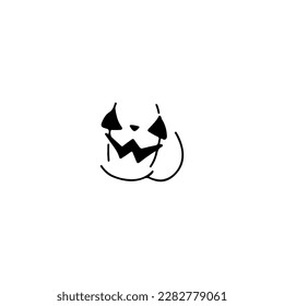 cute pumpkin face doodle illustration vector