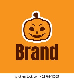 Cute Pumpkin Face Jack O Lantern Logo