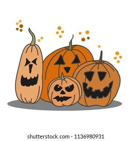 Cute pumpkin family. Vector EPS 10.