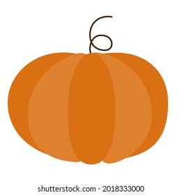 Cute pumpkin in a flat style. Fresh pumpkin on a white background. Preparation for the winter. Autumn harvest. Vector illustration of a pumpkin. Autumn, harvest concept