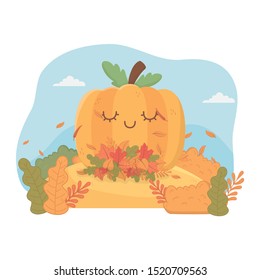 cute pumpkin foliage hello autumn