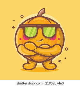 linda mascota de personaje de calabaza con expresión fresca dibujos animados aislados de estilo plano