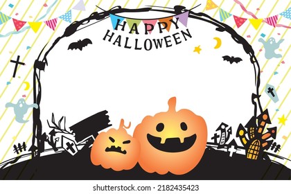 Cute pumpkin Halloween frame background illustration