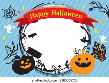 Cute pumpkin Halloween frame background illustration