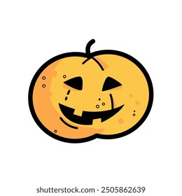 Cute pumpkin halloween lantern- vector icon