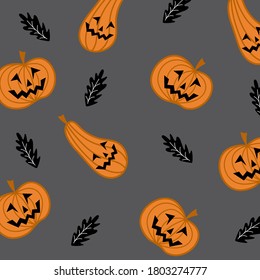 cute pumpkin halloween pattern vector 