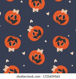 Cute pumpkin halloween seamless pattern 