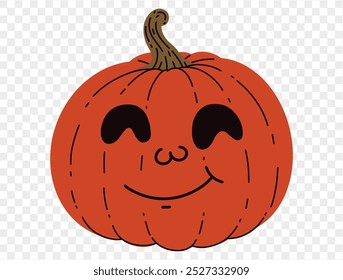 Cute pumpkin hand draw style isolated on png or transparent texture,Halloween party background ,element template for poster, brochures, online advertising, vector illustration 