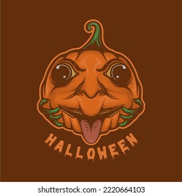 cute pumpkin with hand zombie vector illustration