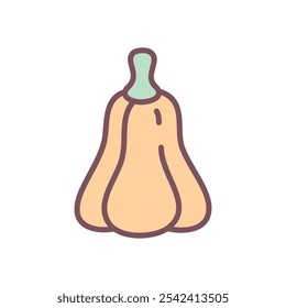 Cute pumpkin icon. Hand drawn illustration of a gourd isolated on a white background. Vector 10 EPS.