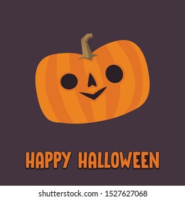 Cute pumpkin illustration. Halloween funny character. Flat vector.
