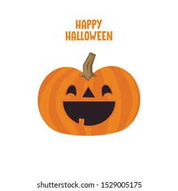 Cute pumpkin illustration. Halloween funny character. Flat vector.