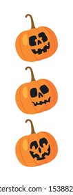 Cute pumpkin illustration set. Happy cute characters for Halloween. Flat Design vector.