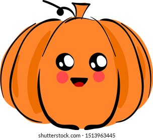 Cute pumpkin, illustration, vector on white background.
