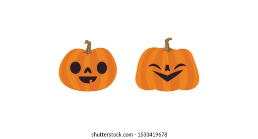 Cute pumpkin illustrations set. Happy cute characters for Halloween.