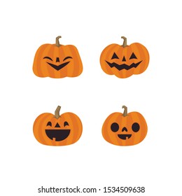 Cute pumpkin illustrations set. Happy cute characters for Halloween.