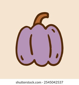 Cute pumpkin isolated on a beige background. Vector hand-drawn doodle illustration. Perfect for decorations, menu, logo, various designs.