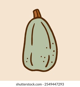 Cute pumpkin isolated on a beige background. Vector hand-drawn doodle illustration. Perfect for decorations, menu, logo, various designs.