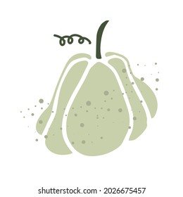 Cute pumpkin isolated on white background. Element for autumn decorative design, halloween invitation, harvest thanksgiving. Vector illustration