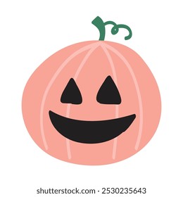 Cute pumpkin lantern. Halloween icon. Vector illustration