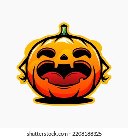 cute pumpkin laughing halloween cartoon