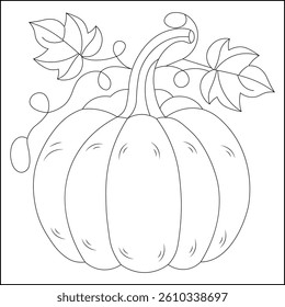 Cute Pumpkin Line Art  Isolated Coloring Page for Kids