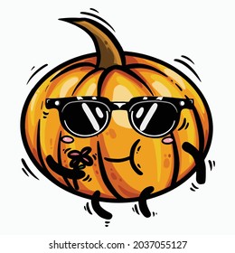 cute pumpkin mascot character cartoon vector illustration