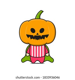 cute pumpkin mascot character halloween theme. design isolated on white background.