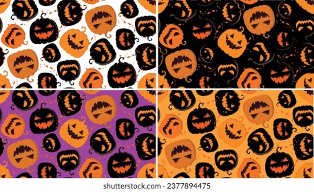 Cute pumpkin pattern background for Halloween patry.