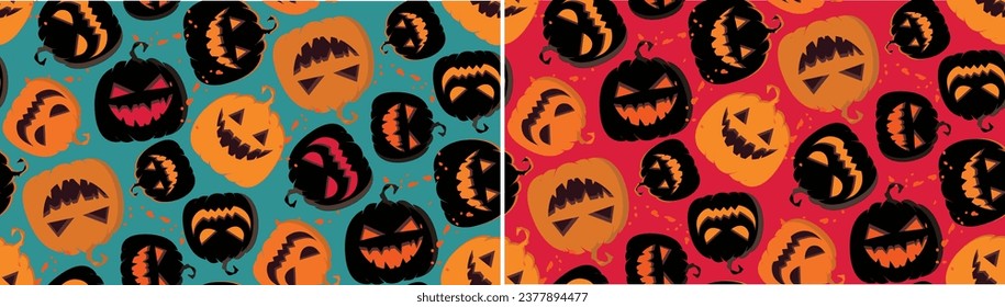 Cute pumpkin pattern background for Halloween patry.