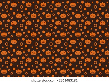 Cute pumpkin pattern orange halloween theme festival mystery decoration background. vector illustration.