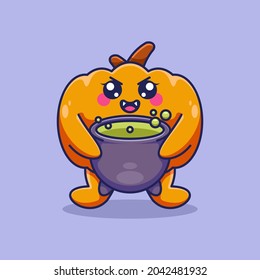 Cute pumpkin with poison cartoon