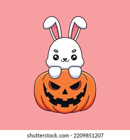 cute pumpkin rabbit halloween