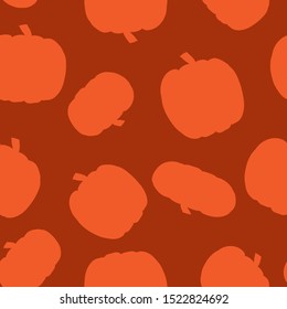 Cute Pumpkin Seamless Pattern, Pumpkins Of Different Sizes and Shapes