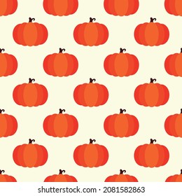 Cute Pumpkin Seamless Pattern Vector Background. Cartoon Illustration Flat Design Simple. Fresh Fruit and vegetables. Food Ingredients editable. Halloween day pumpkin