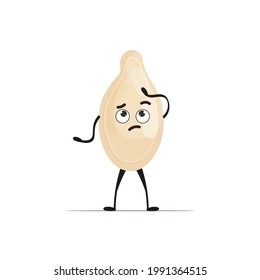 personaje de la caricatura de la semilla de calabaza lindo personaje de la mascota de la comida vegetariana saludable concepto de comida vegetariana aislado