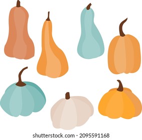 Cute pumpkin set illustration for scrapbooking, decal, wall art, stickers, printing