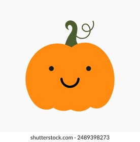 Cute pumpkin smiling illustration on white background. Vector design element.