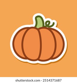 Linda Ilustración vectorial adhesiva de calabaza