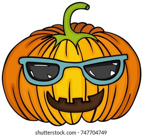 Cute pumpkin with sunglasses
