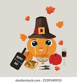 cute pumpkin vector template for thanksgiving day or for autumn season