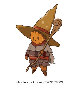 Cute Pumpkin Witch Vector Illustration