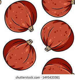 Cute pumpkins cartoon seamless pattern. Fall decoration white background tile