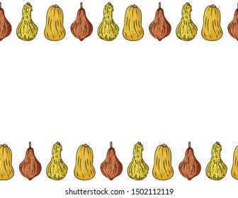Cute pumpkins cartoon seamless pattern. Halloween decoration banner. Space for text