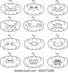 Calabazas para Halloween con diferentes emociones.