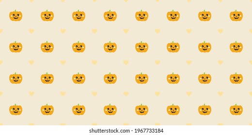Cute pumpkins, halloween seamless repeat pattern vector background, repeating wallpaper.