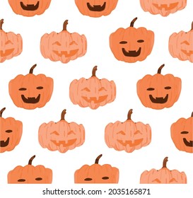 cute pumpkins on a white background. halloween pattern vector