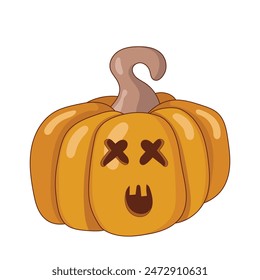 Cute pumpkins on a white background. Orange pumpkin with a smile for your Halloween design. Vector illustration.