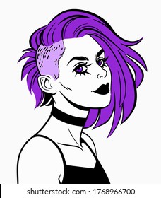 Cute Punk Girl With Mohawk Haircut