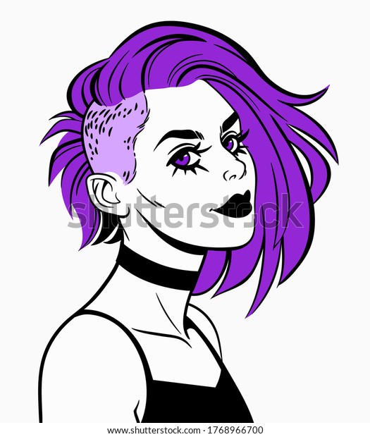 Cute Punk Girl Mohawk Haircut Stock Vector (Royalty Free) 1768966700 ...